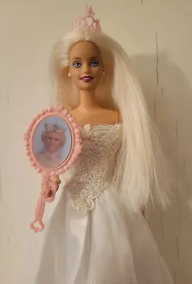 2001 Mattel Barbie Princess Bride W/ Pink Tiara & Magic Mirror #50603 • $12