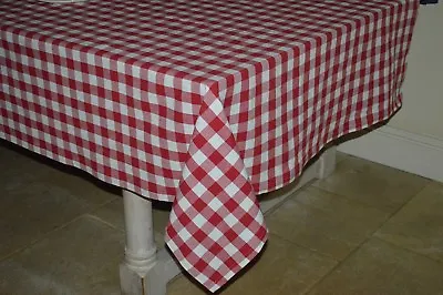TABLECLOTH 100% Cotton Woven Country Check Red / White. Square Oblong Round • £21.99