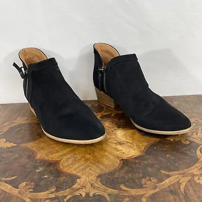 $14.99 • Buy Just Fab Viola Women Size 10 Black Faux Suede Side Zips 1.75  Heel Ankle Boots  