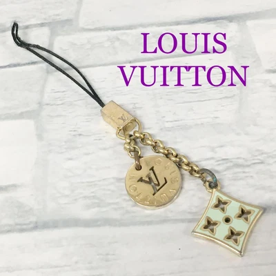 $98 • Buy Louis Vuitton Strap Keychain Charm Keyring Monogram Star LV Mint Pink Gold Tone