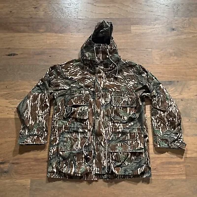 Vintage Mossy Oak Jacket Mens Large Treestand Camo Hunting Parka Hooded Outdoors • $70.99