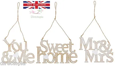 Mr & Mrs Home You & Me Wood Washed Sign Gift Wall Hanging Love Wedding Home • £3.33