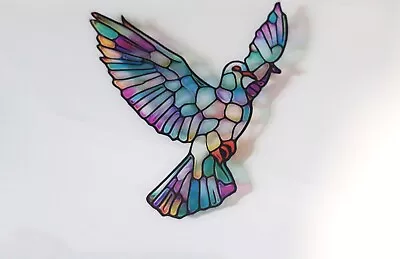 £3.49 • Buy Dove Stained Glass Effect Static Cling Window Film Sticker Bird Gift Mirror