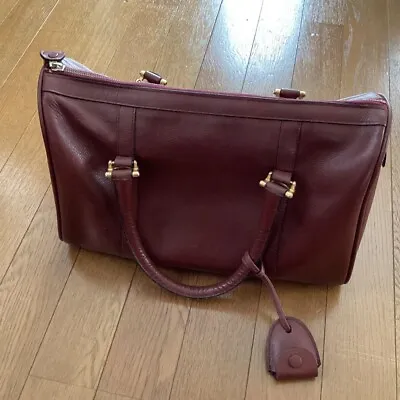 $137.30 • Buy Cartier Must Line Leather Bordeaux Boston Handbag Cute USED Shipping From Japan!