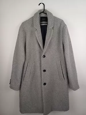 Womens ZARA Grey Winter Long Button Up Coat Jacket Size Medium • $99