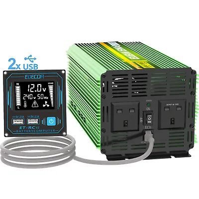 £234.85 • Buy EDECOA Power Inverter 12V 240V Pure Sine Wave Inverter 2000W ECO Remote With USB