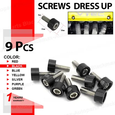 9Pcs M8 X 1.25 Exhaust Header Manifold Black Dress Up Washer Kit For Honda Acura • $14.16