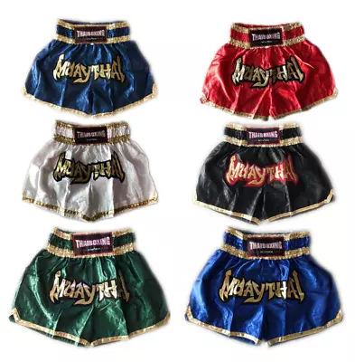 Muay Thai Shorts Thai Boxing Thailand Martial Arts Fight Gear Satin Fabric • $21.99