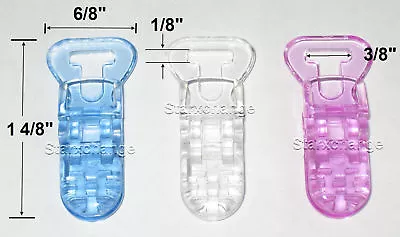 10 Pacifier Badge T Clips Bib Holder Clear Blue Pink • $7.95