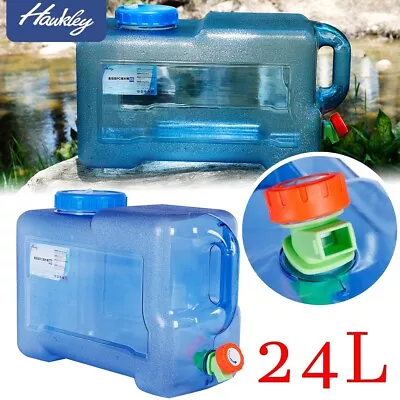 Hawkley 24L Blue Water Storage Container Portable Camping Water Bucket W/Faucet • $58.81