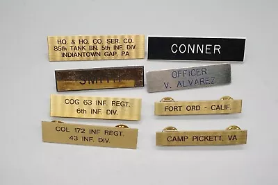 Vietnam War Army Brass & Plastic Name Tag Badges Pins Lot Of 8 • $19.99