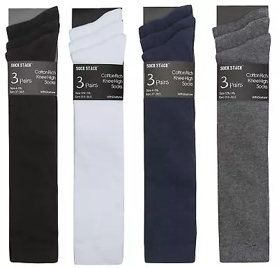 Knee High Cotton School Socks Thicker Weight Long School Sock (6 PAIRS) • £6.99