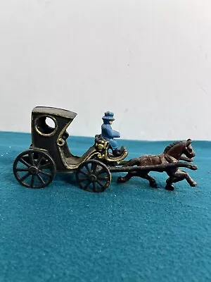 Vintage Cast Iron Horse Drawn Carriage Buggy  & Woman • $18