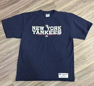 New York Yankees MLB Majestic Men’s Shirt Y2K 2005 Large Blue • $19