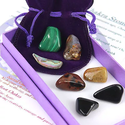 Reiki Chakra Crystals Healing Natural Stones Large Tumblestones Gift Set Of 7  • £11