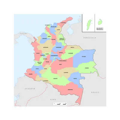 $13.07 • Buy Colombia Map Print Decor Unframed 24x24inch
