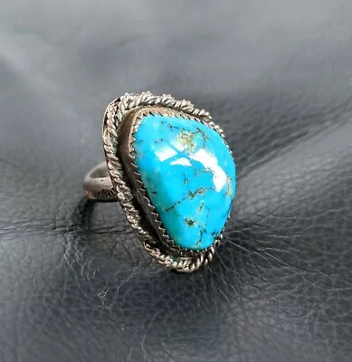 Navajo Kingman Spider Web Turquoise Ring Signed Begay Sterling Silver 8.5 • £137.77