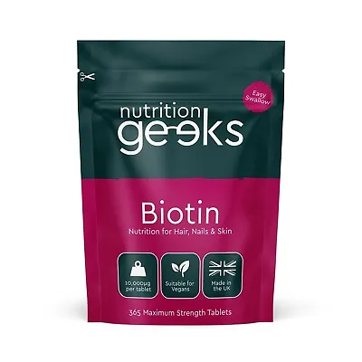 Biotin 10000mcg Per Tablet | 360 Max Strength Tablets Hair Growth + Nail Skin • £8.99