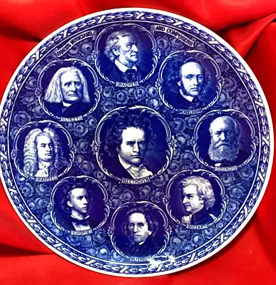 Vintage Rowland Marsellus Flow Blue Famous Composers Commemorative Plate • $37.99