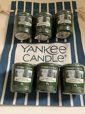 Yankee Candle 6 Votives & Bag 'Evergreen Mist' • £12.95