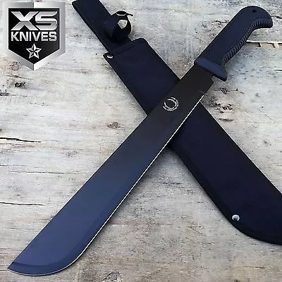 BLACK Hunting MACHETE Fixed Blade Sword ARMY Military JUNGLE Knife + Sheath 18  • $17.95