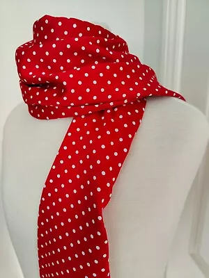 New Men's Designer Red Scarf With White Polka Dot Dress Scarf • £12.99