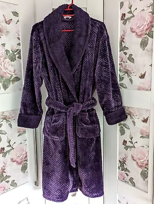 Forever Dreaming Womens Purple Dressing Gown Waffle Fleece Flannel Medium 12-14 • £7