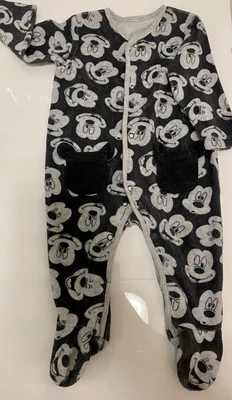 £0.99 • Buy Disney Mickey Mouse Baby Boy Girl Fleece Babygrow Sleepsuit Romper 3-6 Months