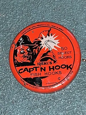 Vintage Ideal's Capt'n Hook Advertising Litho Fish Hook Tin With Hooks • $49.99