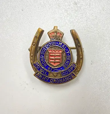 Vintage Royal Army Ordnance Corps Enamel Cap Badge HONI SOIT QUI MAL Y PENSE • £3.99