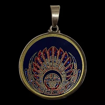 Mayan Head Dress Sacred Geometry Pendant Jewelry Necklace. .925 Sterling Silver. • $55.55