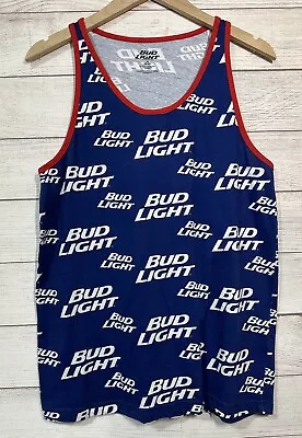 Bud Light Beer Tank Top Sleeveless  Shirt  Size Medium Blue Red  Pullover Summer • $8.99