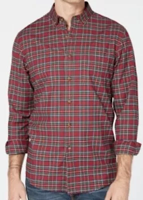 Club Room Men's Shirt Maxwell Tartan Plaid Long Sleeved Red Green Brown Size XXL • $18.99