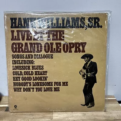 Hank Williams SR Live At Grand Ole Opry 1976 Vinyl LP Record MGM MG-1-5019 Af1 • $14.99