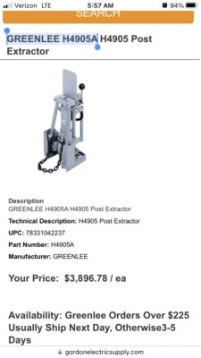 $1350 • Buy Green Lee Post Puller 
