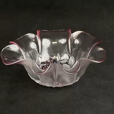 Vintage Mikasa Rosella Frosted Bon Bon Bowl Ruffled Rim 9.5  • $24