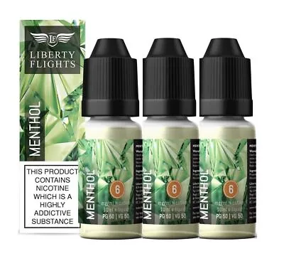 Liberty Flights E-Liquid XO Vape Juice Menthol Refill 10ml 50PG/50VG Pack Of 3 • £9.99