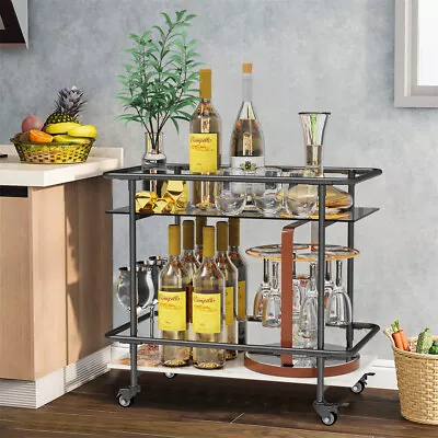 Metal Food Drink Tea Serving Unit Mobile Trolley Catering Kitchen Cart W/ Wheels • £49.96