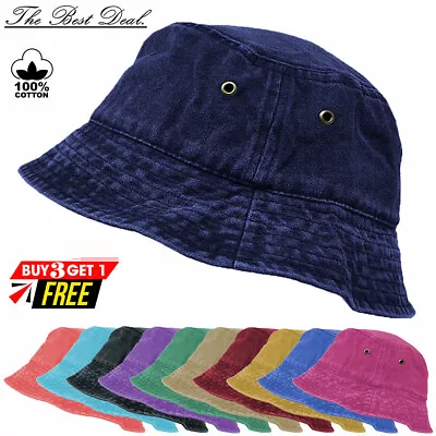 Unisex Summer Bucket Hat Vintage Washed 100% Cotton Boonie Fishing Camping Caps • $11.99