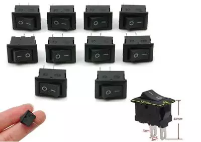 10x Rocker Switch Switches 2-Pin Black On/Off Small Mini 3A 12V-250V AC/DC • $9