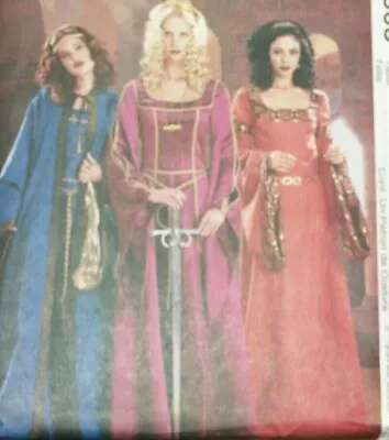 McCalls Costumes 3663 Medieval Gown Cape Queen Plus Size 14 16 18 20 Uncut • $12.99