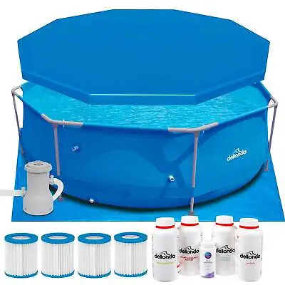 Swimming Pool 10ft Ø300cm Round Steel Frame Above Ground & Accessories • £181.99