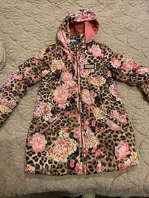 Pampolina Age 8 Girls Leopard Floral Coat Designer 7-8 Years • £30