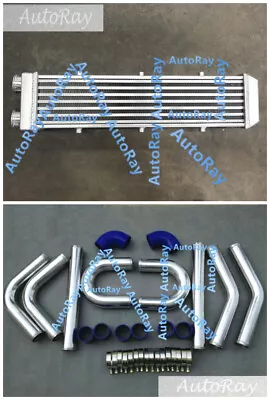 Full Aluminum Turbo Intercooler 2  550x140x80 Mm SAME SIDE I/O + Blue Piping Kit • $277