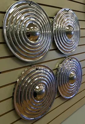 $145 • Buy 14  RIPPLE Starburst Style Chrome CUSTOM Hot Rat Rod Hubcaps Wheelcovers SET