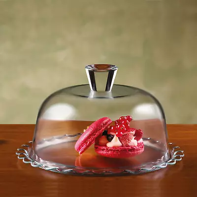 Cake Rack Dessert Plate Stand  Glass Dome Lid Cupcake Display Serving Platter • £15.85