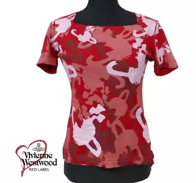 Vivienne Westwood Red Label Orb Print Red T-shirt Size 1 XS Slender • $64