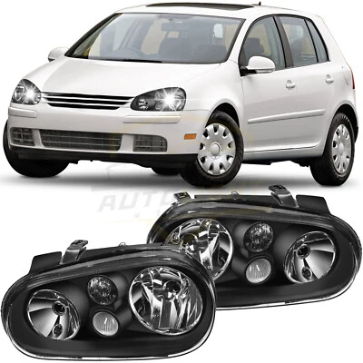 $70.99 • Buy For 1999-2006 Volkswagen Golf Headlights Assembly Pair Replacement Black Housing
