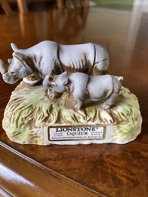 Lionstone Rhinoceros - Safari Series Mini Porcelain Decanter Bottle - 1977 Empty • $19