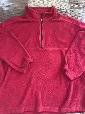 Eddie Bauer Ebtek 1/4 Zip Fleece Pullover Men's Size Large Red Excelent Conditon • $17